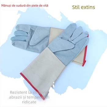 Mănuși de sudură din piele, manșetă extinsă, izolație termică înaltă, durabile, anti-arsuri și împotriva murdăriei
