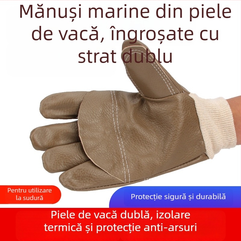 Mănuși groase de sudură din piele de vițel, lungime scurtă, protecție la temperaturi înalte