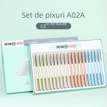 Hero stilou de tip fountain cu sac de cerneală înlocuibil, corp din plastic, vârf din oțel inoxidabil, modele A01/A02/A02A