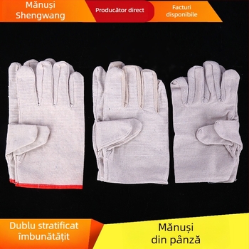 Mănuși de sudură din pânză, strat dublu, cusătură cu 24 de fire, greutate 93 g