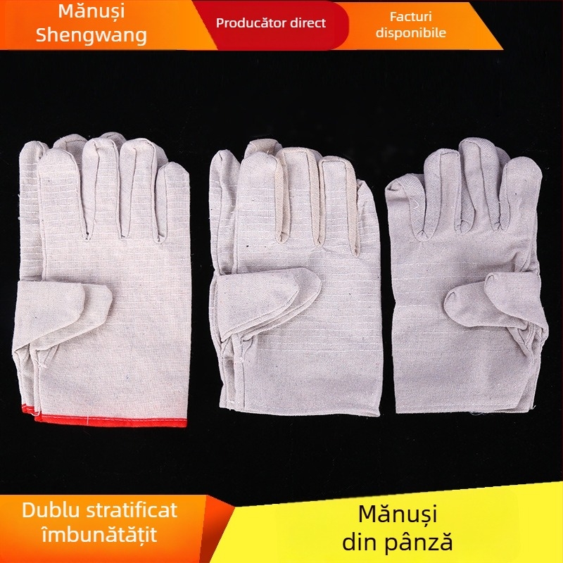 Mănuși de sudură din pânză, strat dublu, cusătură cu 24 de fire, greutate 93 g