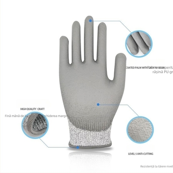 Mănuși anti-tăiere nivel 5 | Material HPPE+PU | Brand Xingyu | pentru grădinărit zilnic și manipularea sticlei