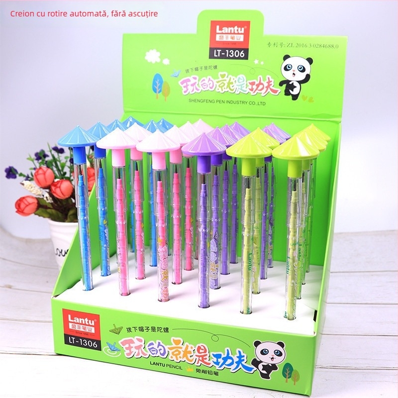 Creion cu vârf rotativ, design în formă de ou, fără ascuțire, grafit înlocuibil, Blueprint