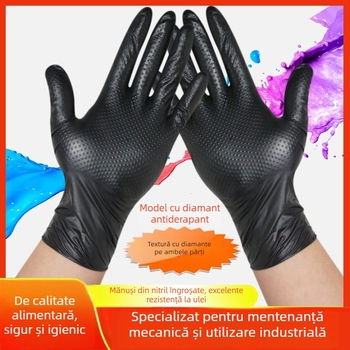 Mănuși de unică folosință cu model diamant, din cauciuc sintetic, impermeabile, rezistente la ulei, rezistente la tăiere