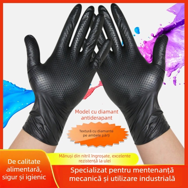 Mănuși de unică folosință cu model diamant, din cauciuc sintetic, impermeabile, rezistente la ulei, rezistente la tăiere