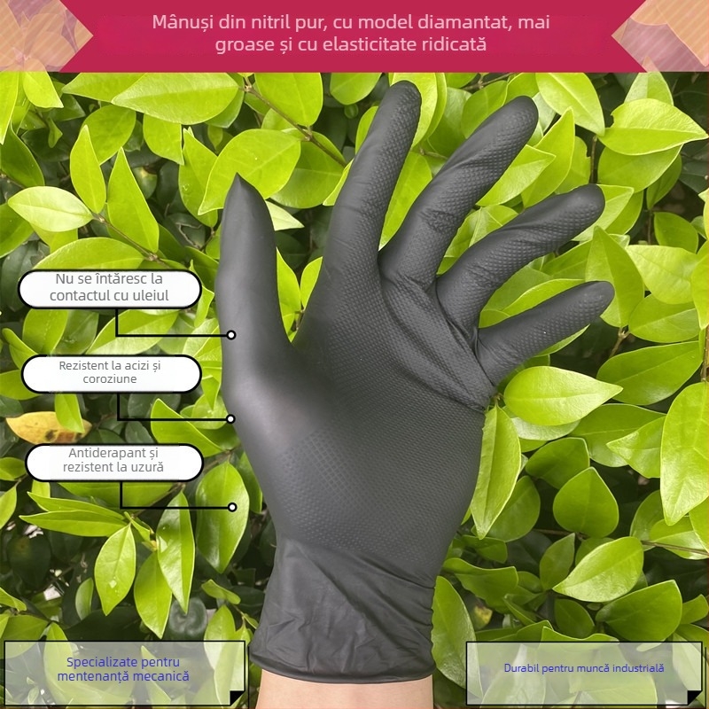 Mănuși de unică folosință cu model diamant, din cauciuc sintetic, impermeabile, rezistente la ulei, rezistente la tăiere