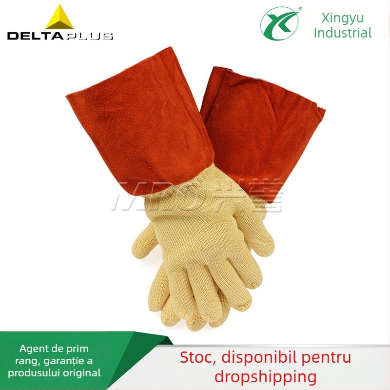 Delta seria TAEKI mănuși rezistente la temperaturi înalte 250°C, din fibră de aramidă, rezistente la tăietură gradul 5, KCA15T