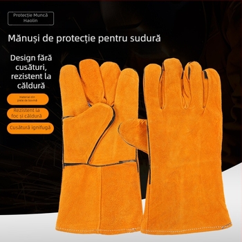 Mănuși de sudură din piele de vită, suede, reutilizabile, 35 cm lungime, 120, protecție împotriva arsurilor