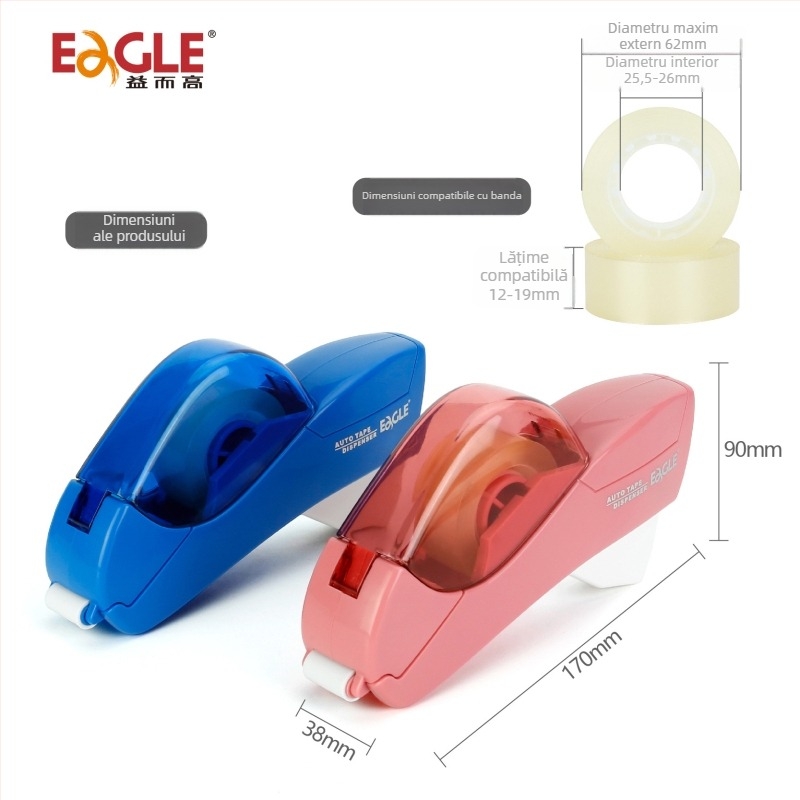 Dispenser inteligent de bandă adezivă de mână, corp din plastic, model Yier Gao belt conveyor, lățime bandă 12–19 mm, greutate netă 182 g