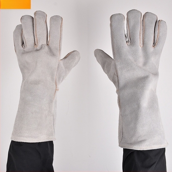 Mănuși de sudură Jin Cheng, din piele de vită, manșetă lungă, izolație termică