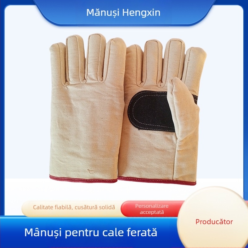 Mănuși de sudură cu palmă din piele și spate din pânză, dublu strat, căptuțe complet, pentru căi ferate, minerit și industrie petrolieră