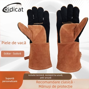 Mănuși de sudură din piele: anti-arzare, rezistente la uzură, izolație termică, anti-stropire, îngroșate — Marcă High Engineer