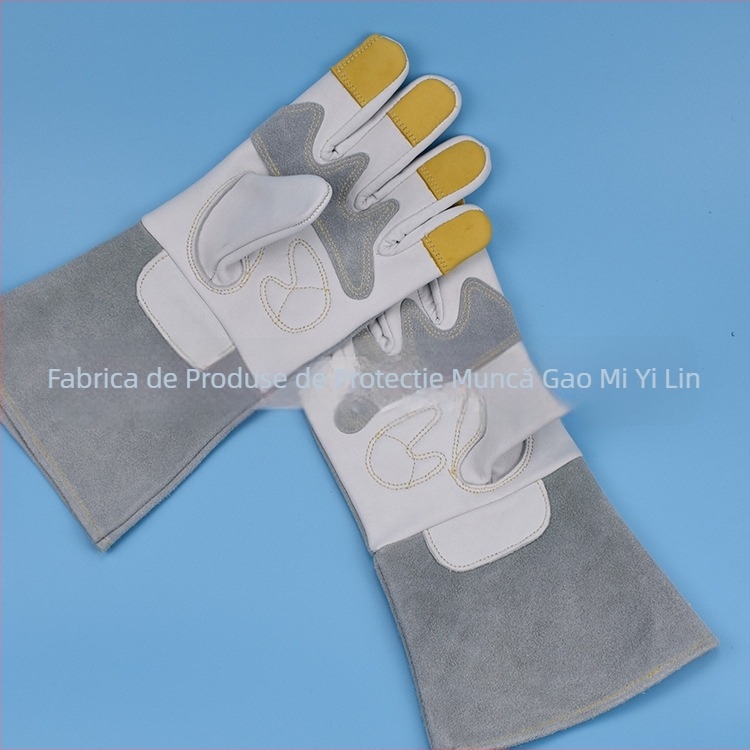 Mănuși de sudură din piele de miel, top-grain | Shengxinmiao | 240 g | pentru sudură electrică, construcții, prelucrare mecanică, manipulare și curățare, industrie petrolieră și întreținere auto | origine Shandong