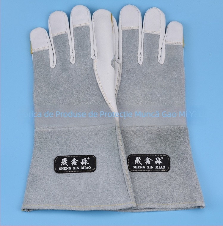 Mănuși de sudură din piele de miel, top-grain | Shengxinmiao | 240 g | pentru sudură electrică, construcții, prelucrare mecanică, manipulare și curățare, industrie petrolieră și întreținere auto | origine Shandong