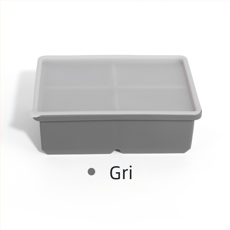 Formă pentru cuburi de gheață din silicon alimentar, 4 cavități, cu capac, pentru acasă, DIY, congelare rapidă și demoldare ușoară