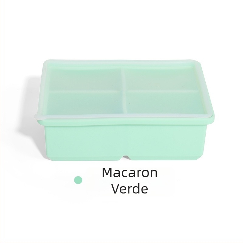 Formă pentru cuburi de gheață din silicon alimentar, 4 cavități, cu capac, pentru acasă, DIY, congelare rapidă și demoldare ușoară