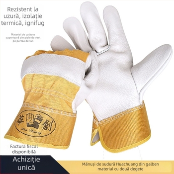 Mănuși de sudură din piele de vacă — rezistente la temperaturi înalte, rezistente la uzură, protecție împotriva arsurilor