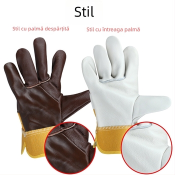 Mănuși de sudură din piele de vacă — rezistente la temperaturi înalte, rezistente la uzură, protecție împotriva arsurilor