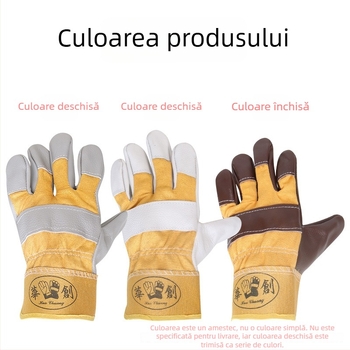 Mănuși de sudură din piele de vacă — rezistente la temperaturi înalte, rezistente la uzură, protecție împotriva arsurilor