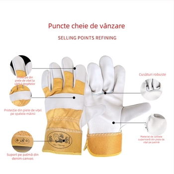 Mănuși de sudură din piele de vacă — rezistente la temperaturi înalte, rezistente la uzură, protecție împotriva arsurilor