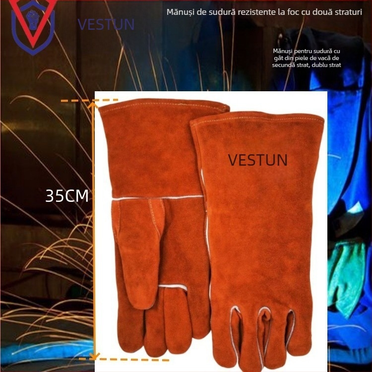 Mănuși de sudură Weishi Shield cu întărire Tiger Mouth, rezistente la foc, uzură, anti-arzire, izolație termică
