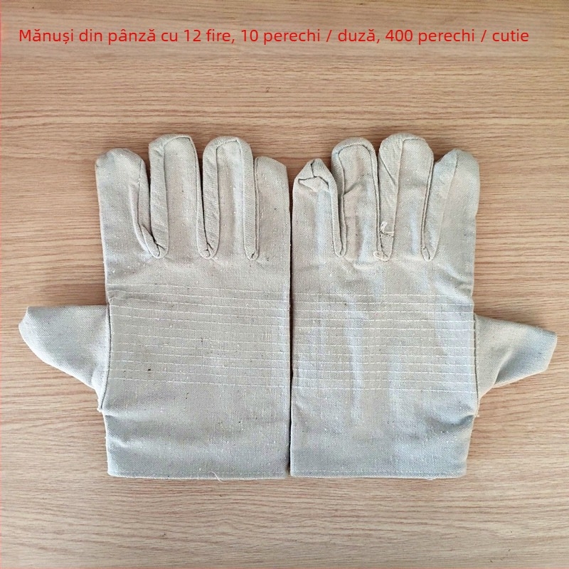 Mănuși de sudură din pânză dublu-strat, întărite cu 24 de cusături, reutilizabile, mănuși protecție pentru sudură