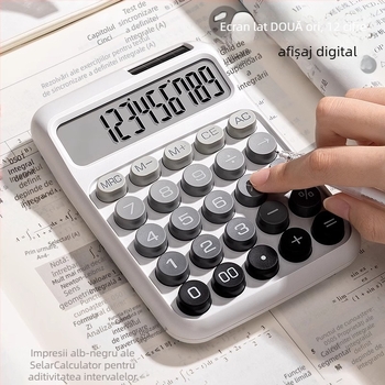 Calculator solar cu taste mecanice, stil minimalist, ecran de 12 cifre, pentru birou financiar-contabil