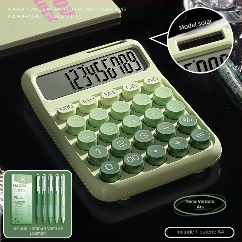 Calculator solar cu taste mecanice, stil minimalist, ecran de 12 cifre, pentru birou financiar-contabil