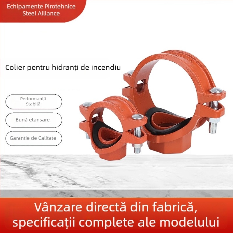 Colier rigid pentru canal de jgheab pentru protecția împotriva incendiilor — Diametru nominal 32-350 mm; Diametru de strângere 42.4-377 mm; Domeniu de aplicaţie: Protecţie împotriva incendiilor; Brand: Steel Union