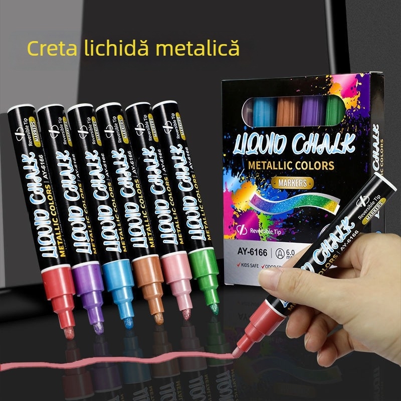 Marker LED pentru tablă albă, cu două capete, ștergibil (Model Ygb-01, carcasă din plastic, pachet de 8)