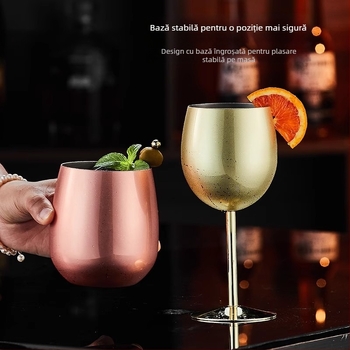 Pahar de vin roșu din oțel inoxidabil 304; stil modern minimalist; prelucrare personalizată; imprimare logo; design monocrom