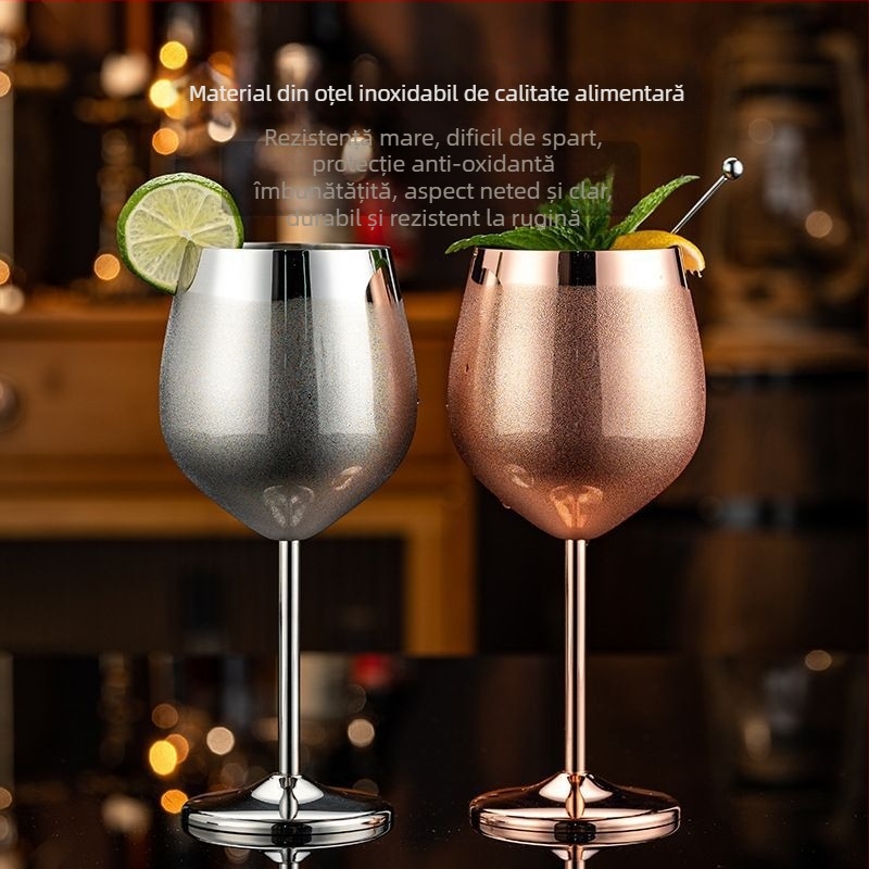 Pahar de vin roșu din oțel inoxidabil 304; stil modern minimalist; prelucrare personalizată; imprimare logo; design monocrom