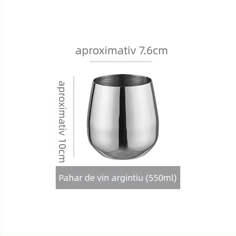 Pahar de vin roșu din oțel inoxidabil 304; stil modern minimalist; prelucrare personalizată; imprimare logo; design monocrom