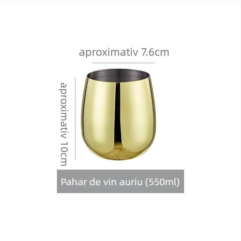 Pahar de vin roșu din oțel inoxidabil 304; stil modern minimalist; prelucrare personalizată; imprimare logo; design monocrom