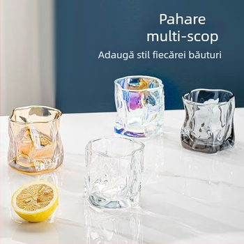 Set de pahare pentru whisky, material din sticlă, capacitate 101-200 ml, stil japonez cu decolorare, ambalat într-o cutie din carton.