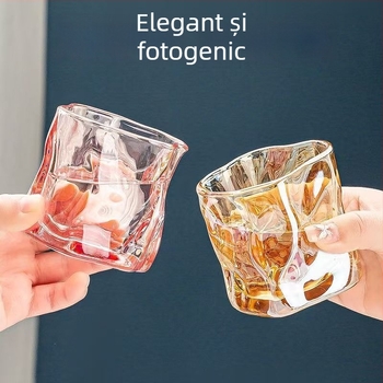 Set de pahare pentru whisky, material din sticlă, capacitate 101-200 ml, stil japonez cu decolorare, ambalat într-o cutie din carton.