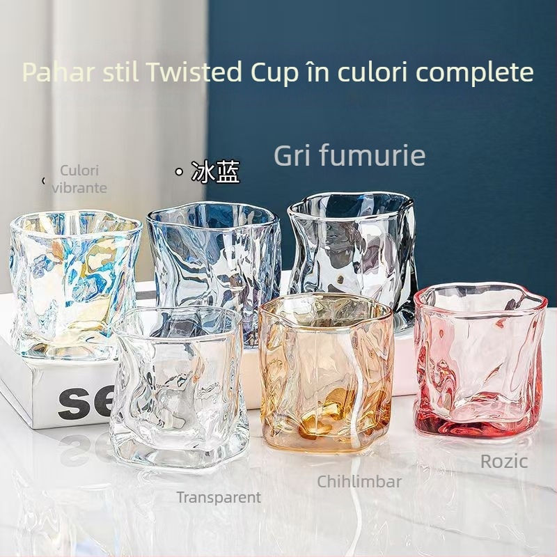 Set de pahare pentru whisky, material din sticlă, capacitate 101-200 ml, stil japonez cu decolorare, ambalat într-o cutie din carton.