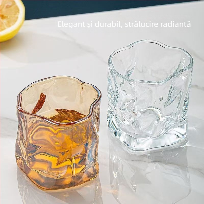 Set de pahare pentru whisky, material din sticlă, capacitate 101-200 ml, stil japonez cu decolorare, ambalat într-o cutie din carton.
