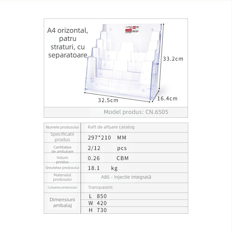 Kaboss suport de afișaj din acrilic pentru birou - multi-strat pentru cataloage și pliante