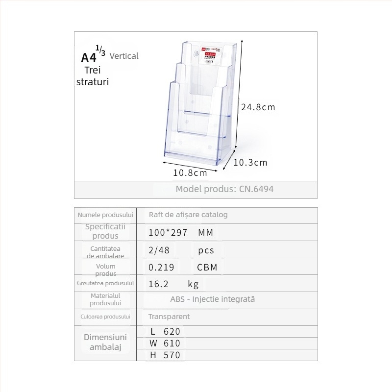 Kaboss suport de afișaj din acrilic pentru birou - multi-strat pentru cataloage și pliante
