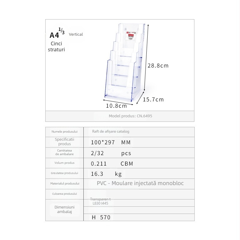 Kaboss suport de afișaj din acrilic pentru birou - multi-strat pentru cataloage și pliante