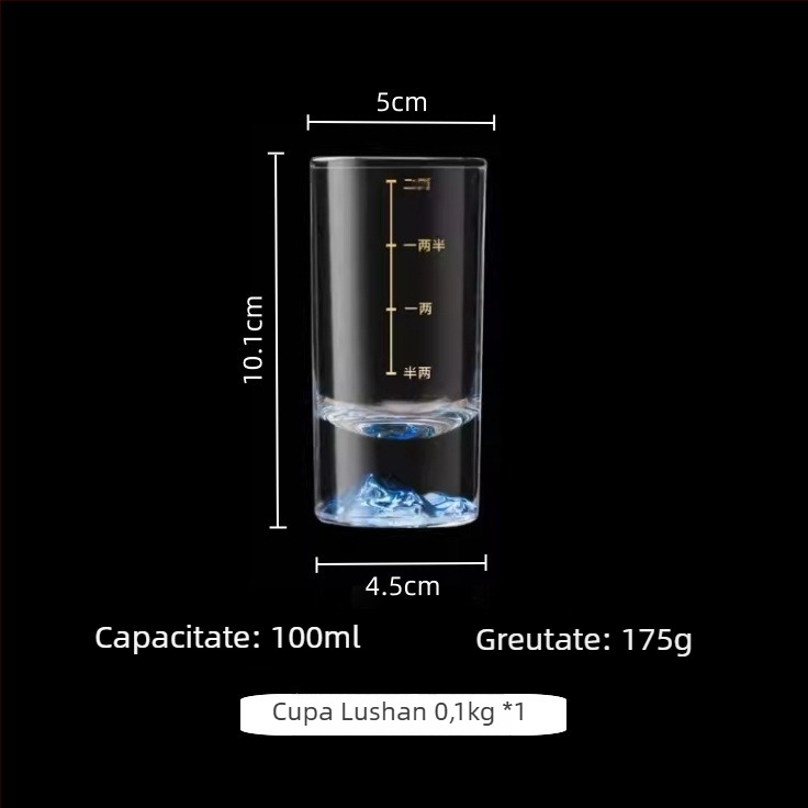 Pahar pentru băuturi spirtoase cu scară, din sticlă, stil modern minimalist, personalizabil, greutate 175 g