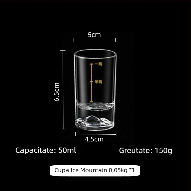 Pahar pentru băuturi spirtoase cu scară, din sticlă, stil modern minimalist, personalizabil, greutate 175 g
