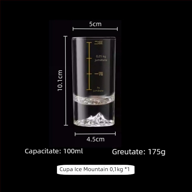 Pahar pentru băuturi spirtoase cu scară, din sticlă, stil modern minimalist, personalizabil, greutate 175 g