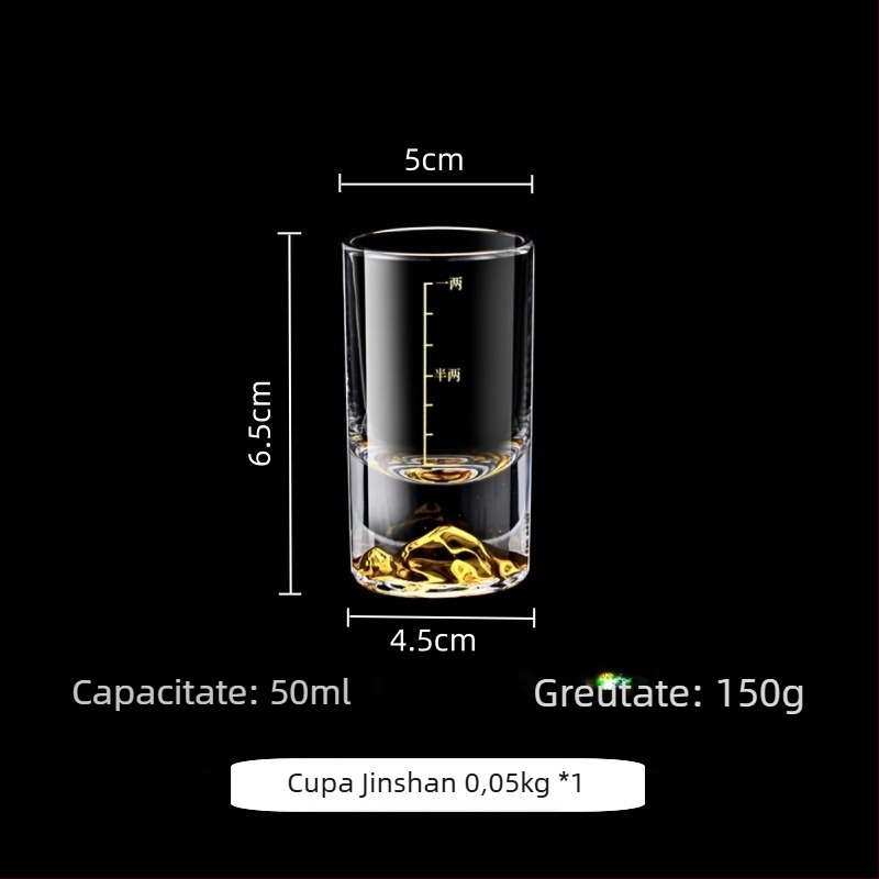 Pahar pentru băuturi spirtoase cu scară, din sticlă, stil modern minimalist, personalizabil, greutate 175 g