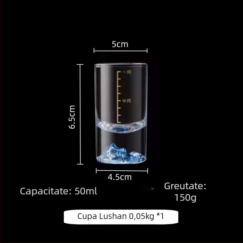 Pahar pentru băuturi spirtoase cu scară, din sticlă, stil modern minimalist, personalizabil, greutate 175 g
