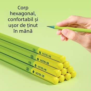 Creion din lemn HB/2B pentru elevi – scriere și desen (Brand: Deli; Grafit: HB/2B; Material: Lemn; Utilizare: Scriere și desen)