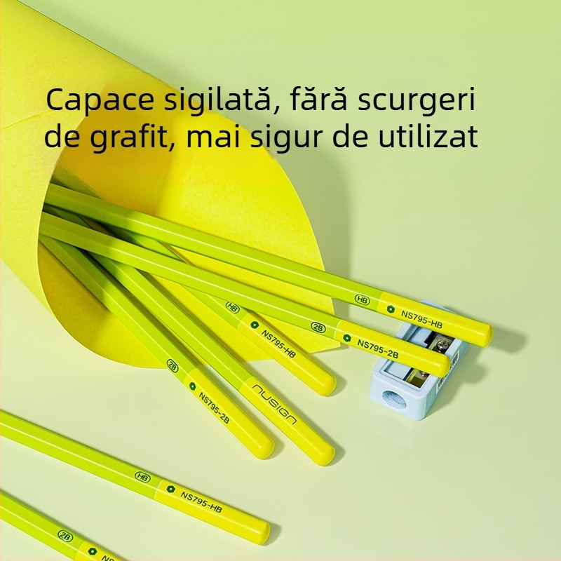 Creion din lemn HB/2B pentru elevi – scriere și desen (Brand: Deli; Grafit: HB/2B; Material: Lemn; Utilizare: Scriere și desen)