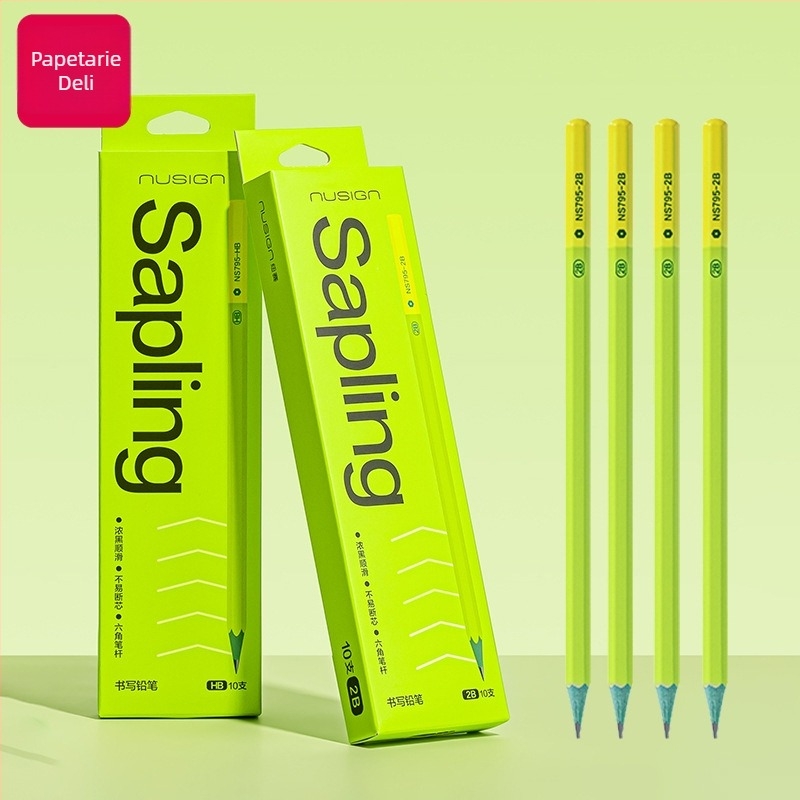 Creion din lemn HB/2B pentru elevi – scriere și desen (Brand: Deli; Grafit: HB/2B; Material: Lemn; Utilizare: Scriere și desen)