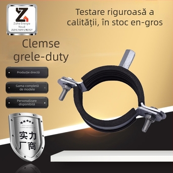 Colier de țevi robust cu garnitură din cauciuc pentru conducte de drenaj, suport metalic cu filet